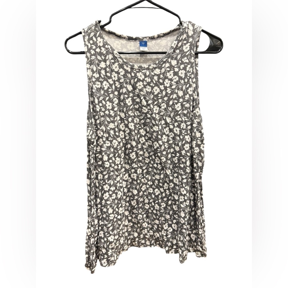Old Navy Gray Floral Scoop Neck Tank